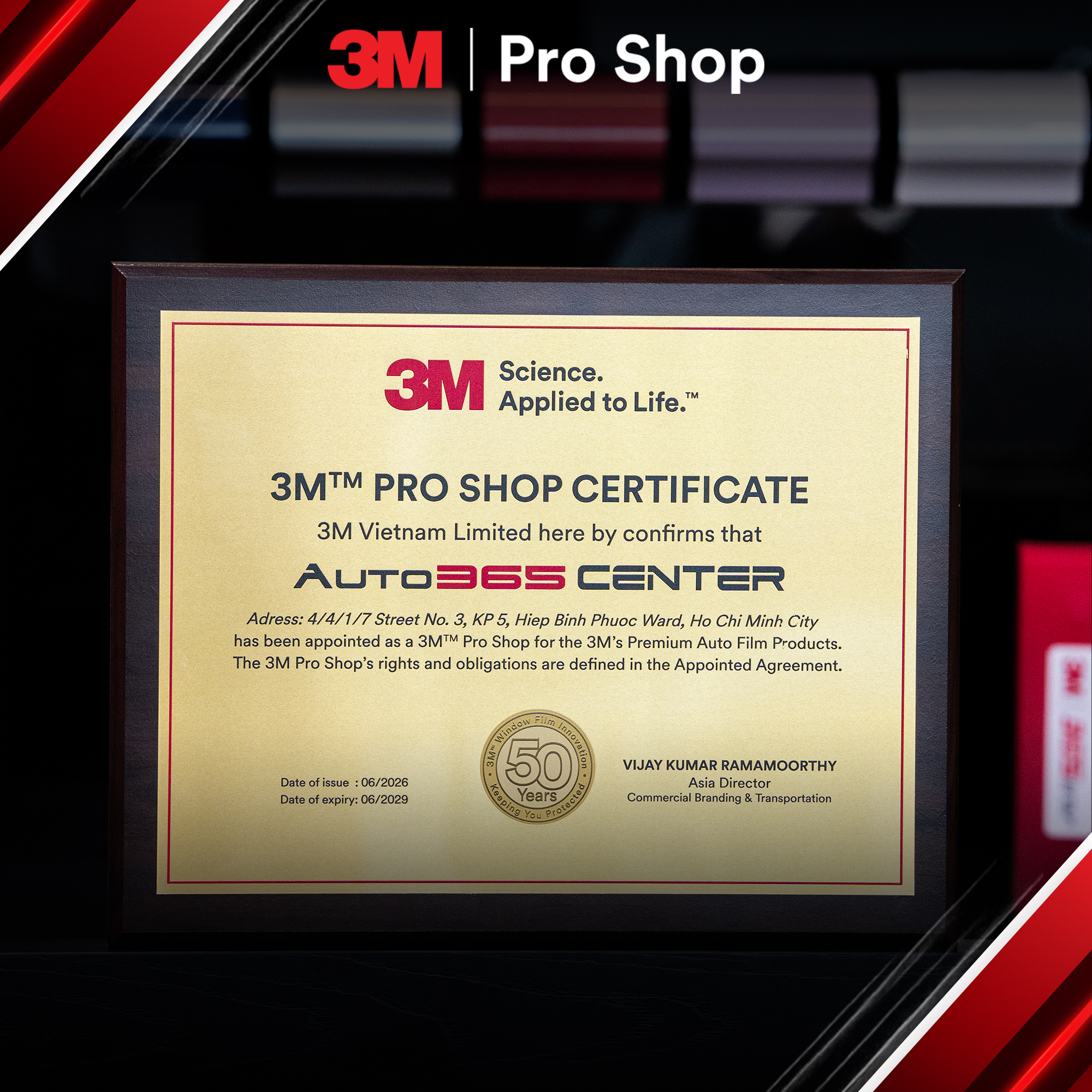 Bang chung nhan 3M Pro Shop - 3M Training Center dau tien tai Viet Nam